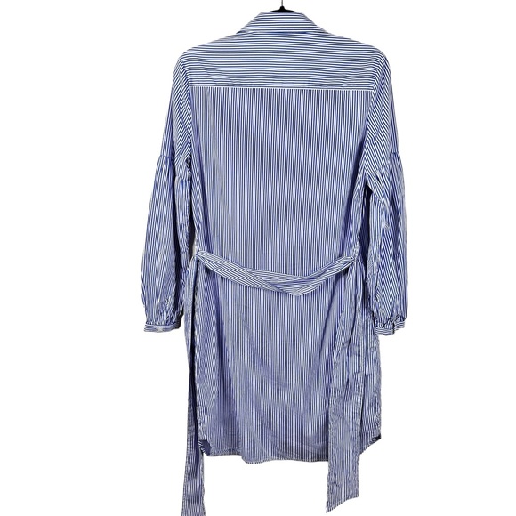 J. McLaughlin Millbury Shirt Dress Tie Belt Blue White Striped Small - Picture 7 of 16